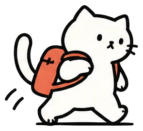 Muning the cat walking with a backpack, off to find your account